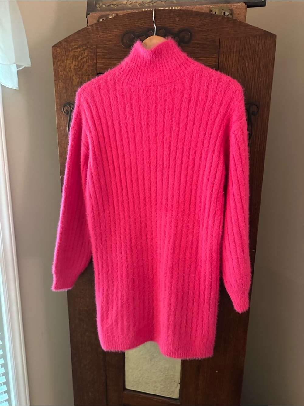 Flat White by Anthropologie Pink Ribbed Sweater Dress size M Preppy Soft - Picture 5 of 7